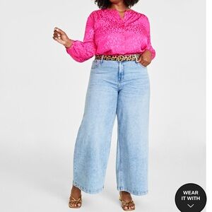 Plus Size High-Rise Wide-Leg Jeans | Light Wash | Size 20
